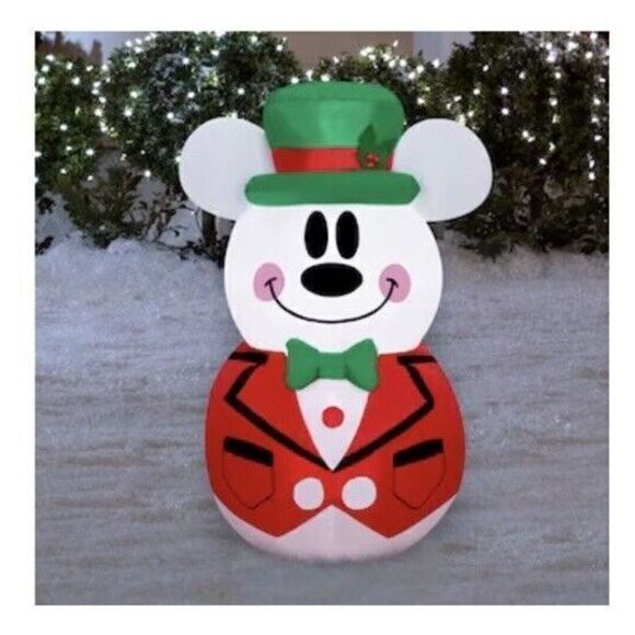 NEW Disney‎ 3.5 ft LED Mickey Mouse Snowman Holiday Suit Airblown Inflatable - Picture 4 of 6